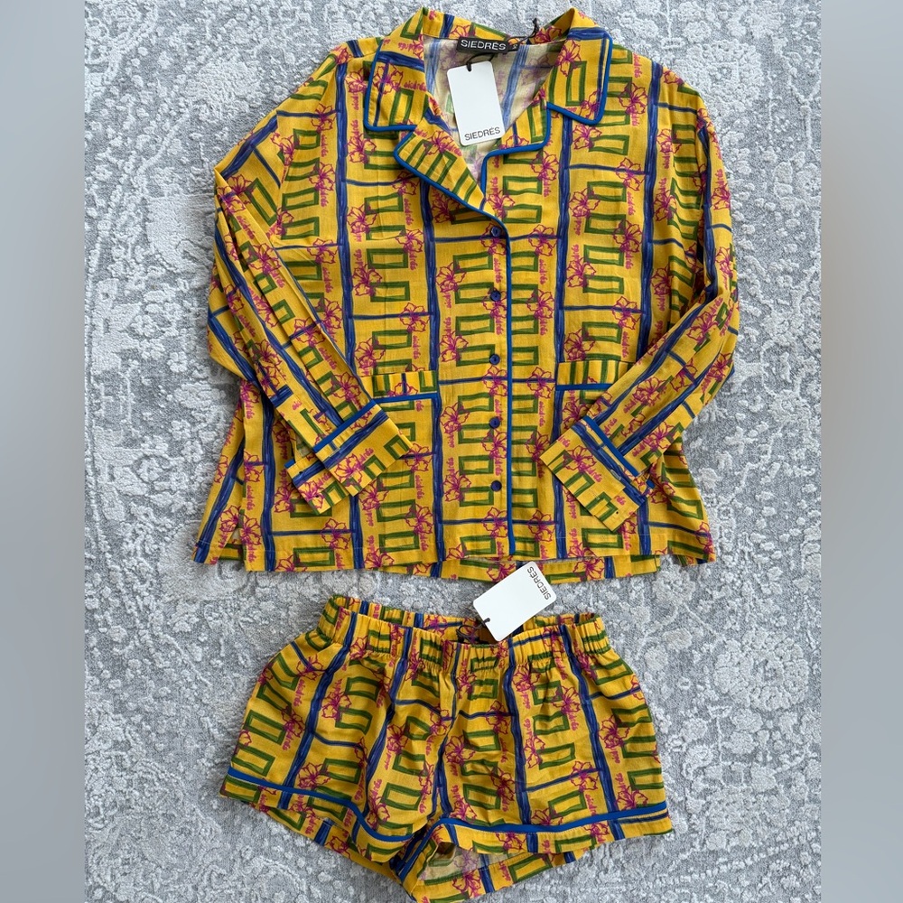 SIEDRES 2 Piece Matching Zyon Short Set Multicolor Button-Up Nico Shirt - Picture 3 of 12